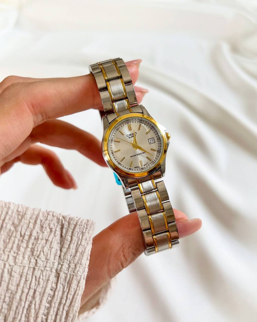 ست ساعت CASIO سفیدطلایی